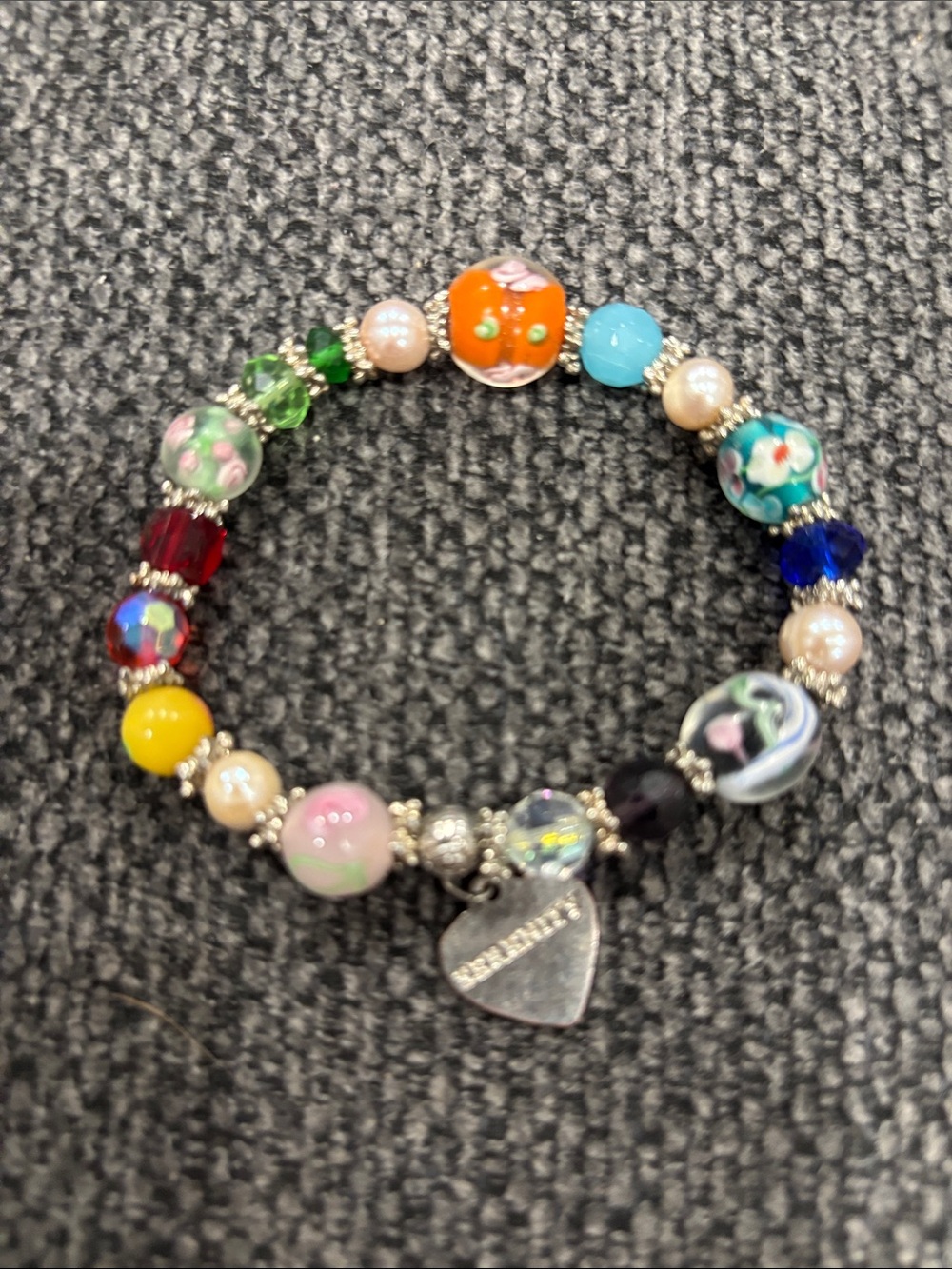 Vintage Serenity Stretch Bracelet - Beautiful Glass Beads Lampwork